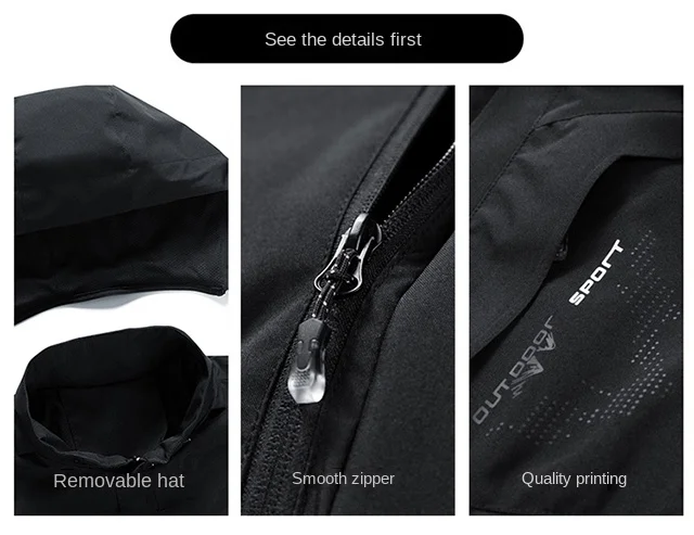 Autumn Men's Jacket Fashionable Windproof and Waterproof Detachable Hat Outdoor Sports Mountaineering windbreaker Men Stormcoat