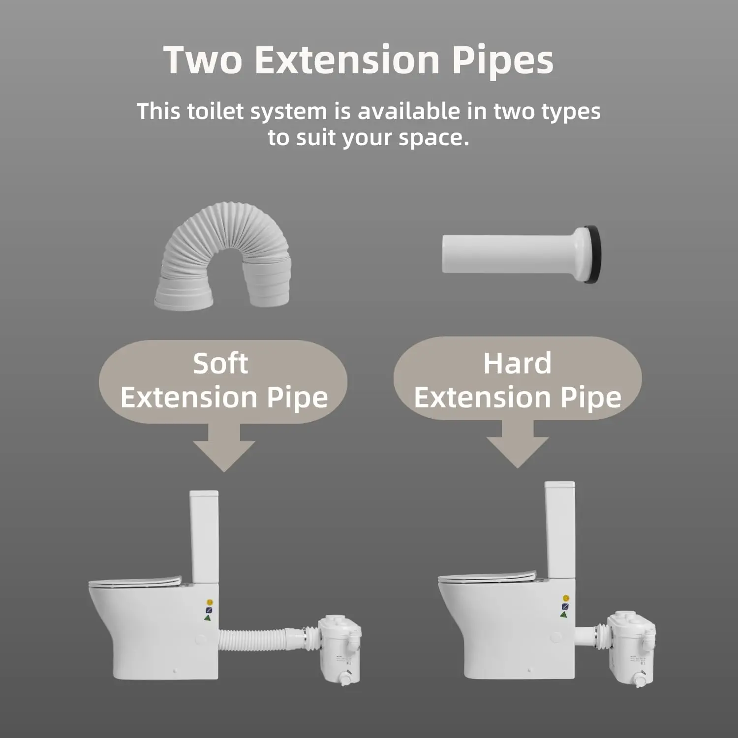 Upflush Toilet System For Basement Comfort Elongated Bowl 18 Inch Tall Toilet Stable & Powerful Macerator Pump Up to 36 Feet