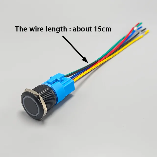 16/19/22MM Customized Metal Button Switch LED With Socket 12V 24V Black/Silver Waterproof Suitable for Cars, Ships, Motorcycles