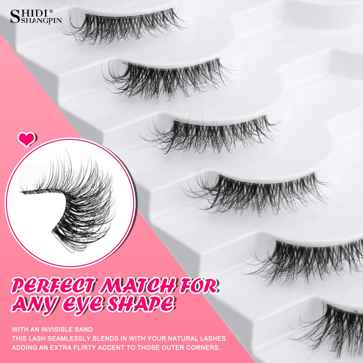 3/5/10 Pairs Cat Eye Lashes Half Eyelashes 3D Mink Natural Winged End Eye Elongated Eyelashes Faux Mink Eyelashes Makeup