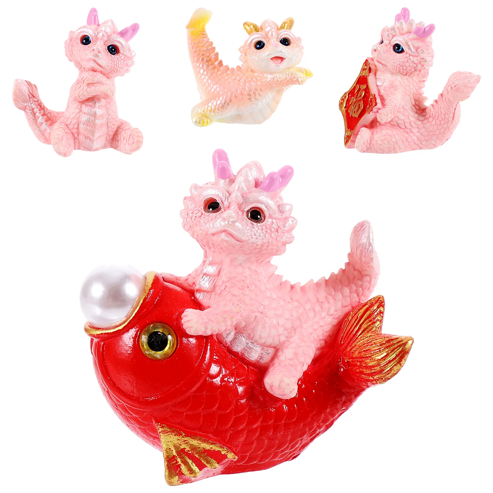 

4pcs Small Dragon Figurine Cartoon Small Dragon Shaped Adornment Dragon Statue