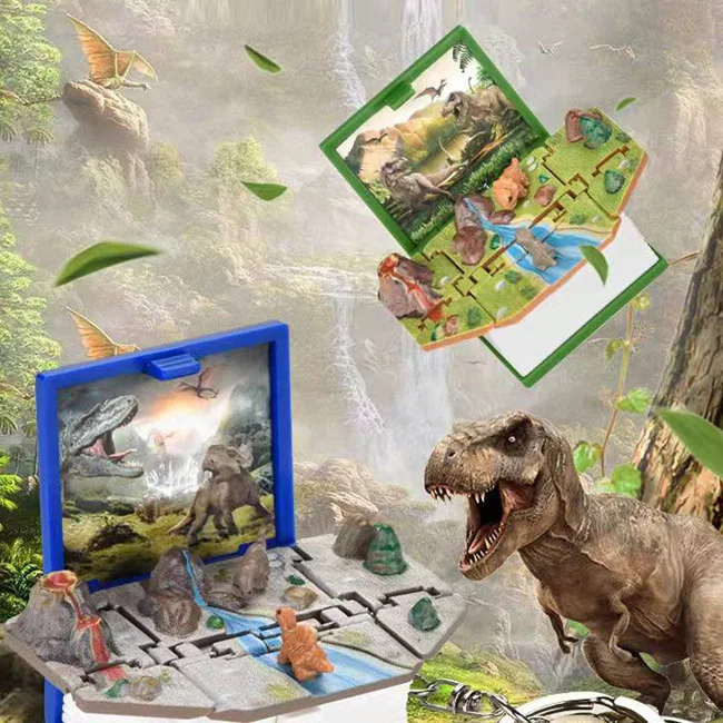 3D Foldable Book Popup Mysterious Dinosaurs Space World Astronaut Keychain Stress Reliever Surprise Toy Unique Birthday Gift