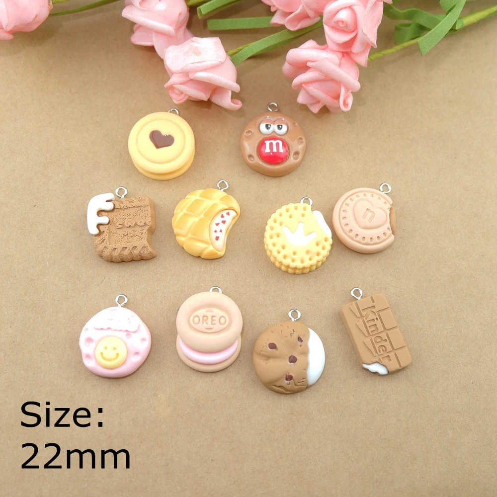 

10pcs Cookie Candy Charms Resin Flat Back Cabochon Bracelets Necklace Earrings Making Accessories DIY Jewelry Pendants