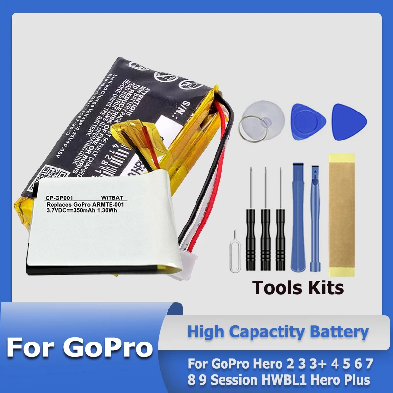 

XDOU 601-06750-000 AHDBT-501 CHDHA-301 ARMTE-001 Battery For GoPro Hero 2 3 3+ 4 5 6 7 8 9 Session HWBL1 Hero Plus + Kit Tools