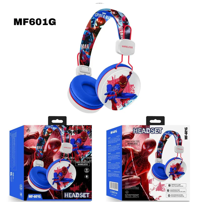 New Disney Spider Man Stitch Wireless Earphones Bluetooth Surround Sound Stereo Foldable Earphones Laptop