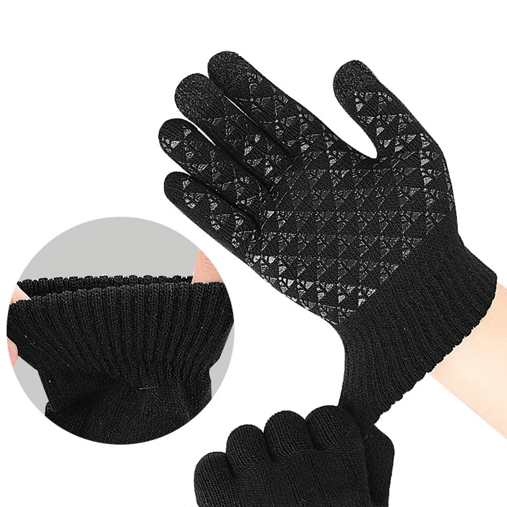 Winter Electric Heated Gloves Touch Screen Knitted Hand Warmer USB Heating Full Finger Heated Gloves for Outdoor Riding Camping