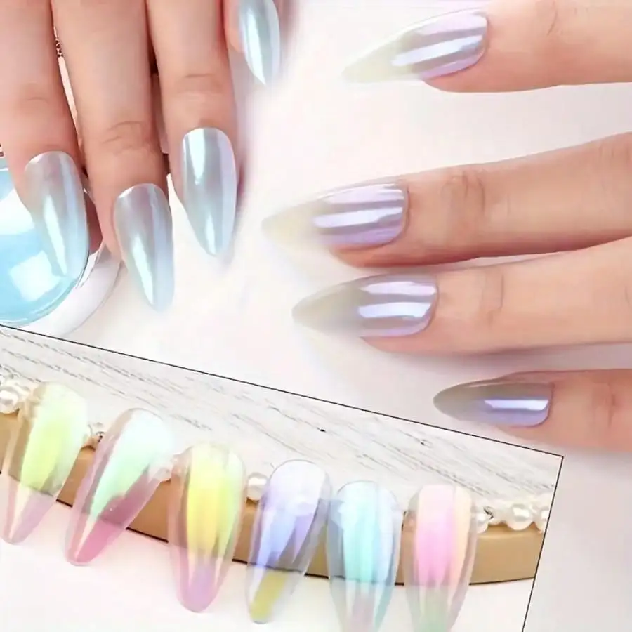 6pcs Auroras Nail Powder Metallic Mirror Effect Holographic Chameleon Pigment For Nail Art Gel Polish Mermaid Dipping nail powder nail pigment