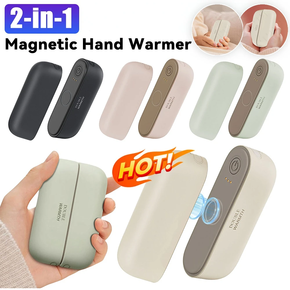 2 in 1 Magnetic Hand Warmer Mini Hand Warmer Heater 3 Temp Setting Split Pocket Heater Portable for Women Men Kids