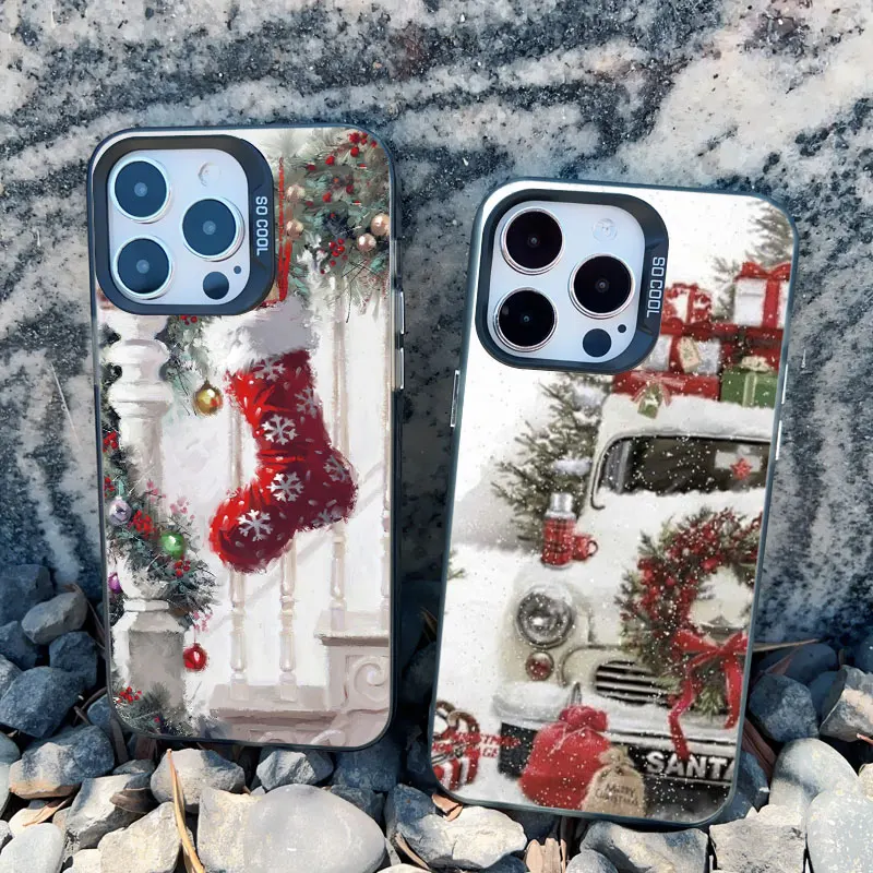 Weihnachtlicher Schneebaum Handyhülle für iPhone 17 16 Pro Max 15 14 13 12 11 Pro Max Mini 15 14 Plus Stoßfeste Laser-Rückabdeckung Funda – Detail 17