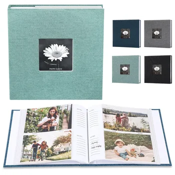 Album Photo en lin, rangement à feuilles intérieures de 6 pouces, 200 300 images, Collection de croissance des enfants, mémoire inscriptible, souvenir de Portrait de famille 1