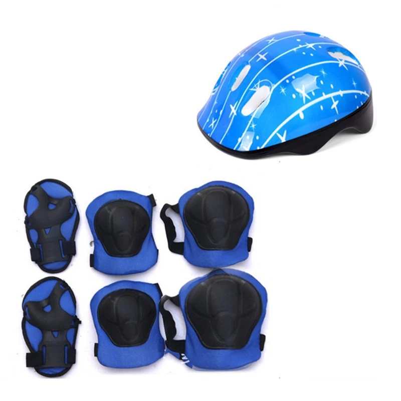 Elbow Pads 7PCS Children's skating protection equipment set 1 helmet + 2 knee pads + 2 elbow pads hand pad skating equipment