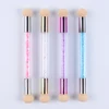 1Pcs Gradient Shading Nail Brush Double-ended Soft Sponge Replaceable Heads Nail Art Brush Rhinestone Handle Nail Painting Brush 4
