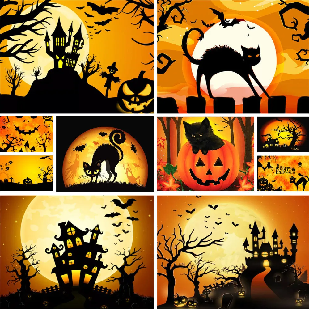 Halloween Pumpkin Black Cat DIY Painting By Numbers Package Oil Paints 40*50 Canvas Painting New Design For Children Handicraft