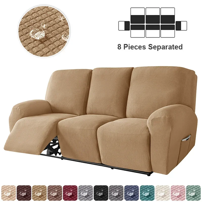 1 3 Seater Water Repellent Recliner Sofa Cover Stretch Spandex  Chair Covers Split Couch Armchair Slipcovers Living Room 3