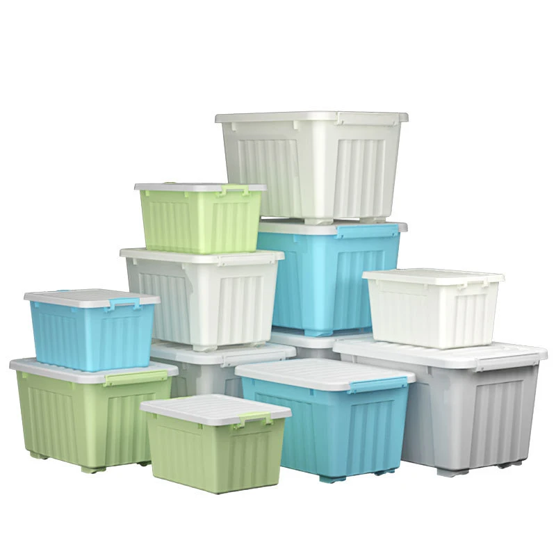 68L Large Capacity Plastic Storage Bins with Lid Plastic Container with Wheels PP Storage Bin Box with Lid for Clothes
