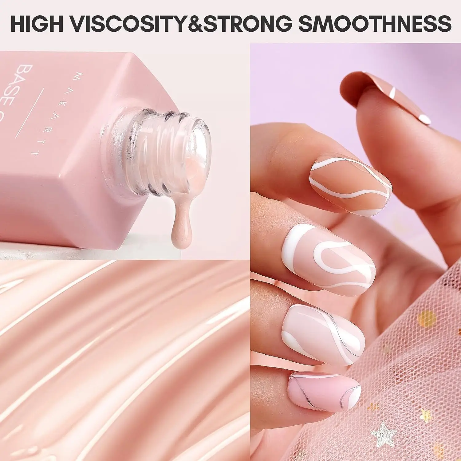 Makartt Rubber Gel Base Coat for Nails 8ML Soak Off UV LED Manicure DIY Nail Gel Nail Polish Gel Polish Base and Top Coat