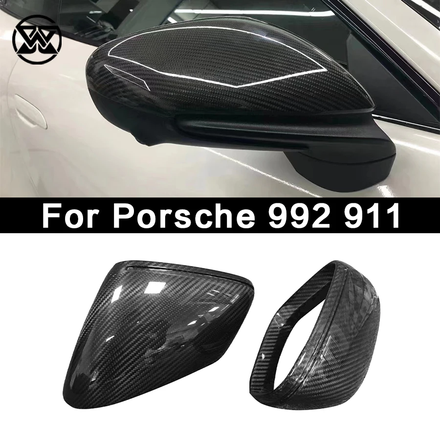 

Real Carbon Fiber Side Rearview Mirror Cover Trim For Porsche 911 992 2021+ Car Side Wing Mirror Caps Body kits