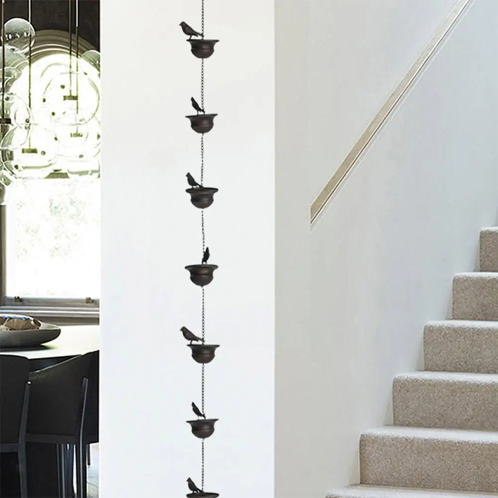 2.4/M Rain Chain Japanese Style Corridor with Drainage Chain Villa Bird Cup Rain Decorative Downspout for Gutters 빗물 X9P3