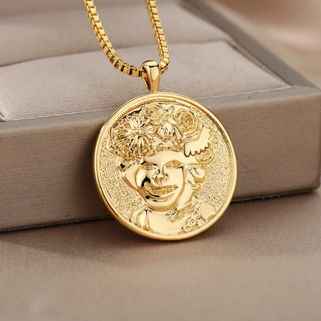 Vintage Greek Goddess Coin Necklace 