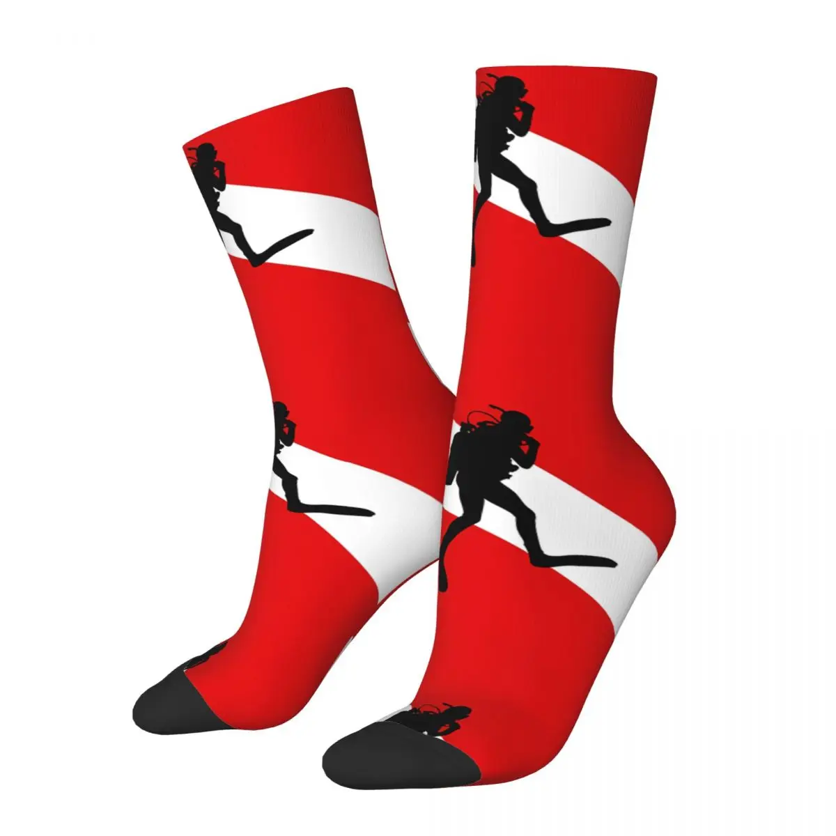 

Funny Men's Socks Flag Bubble Cool Retro Dive Diving Diver SCUBA Harajuku Seamless Crew Sock Gift Pattern Printed