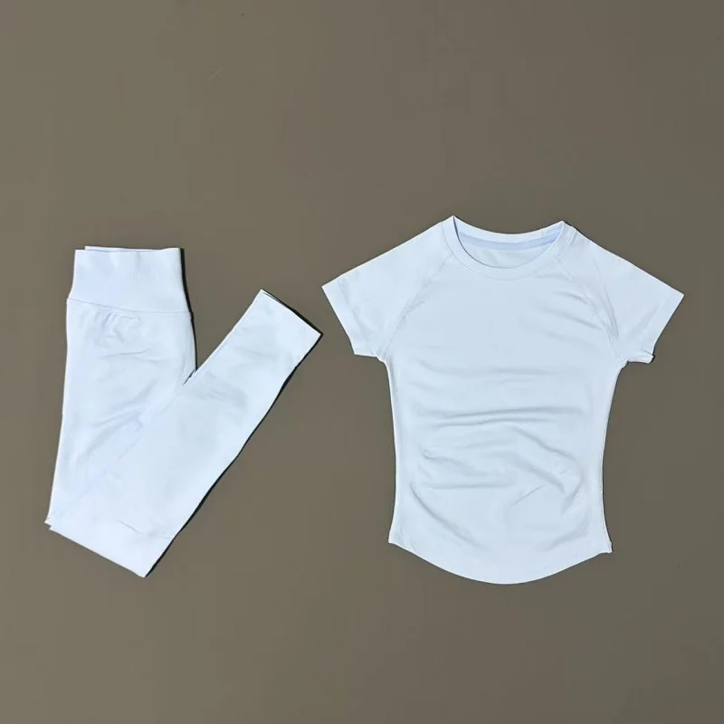Women's Casual Two-Piece Set: Short Sleeve Top & High Waist Long Pants