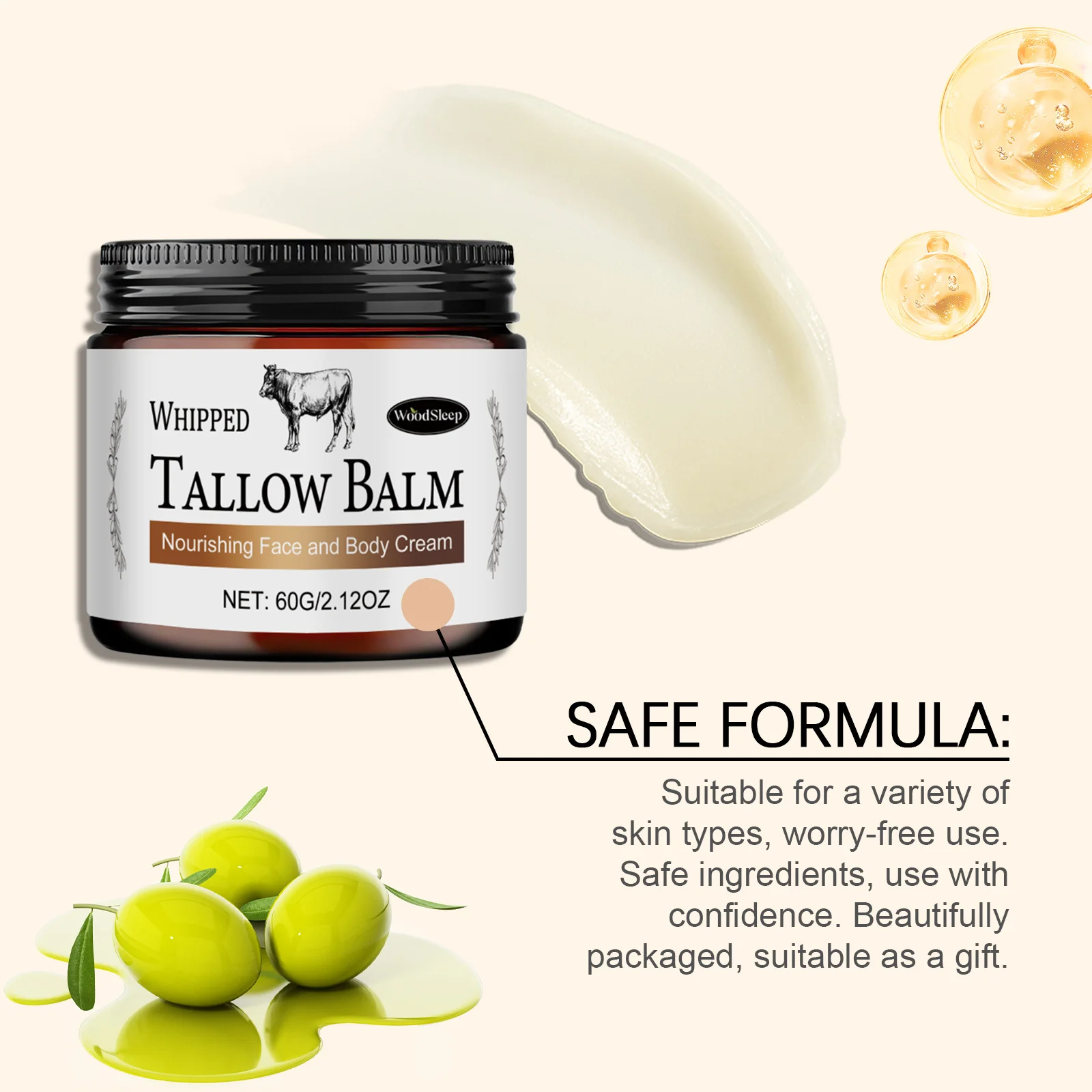 Beef Tallow Moisturizer Cream For Body Mprove Dullness Even Skin Tone Lightening Nourishing Rejuvenating Skin Body Care Product 3