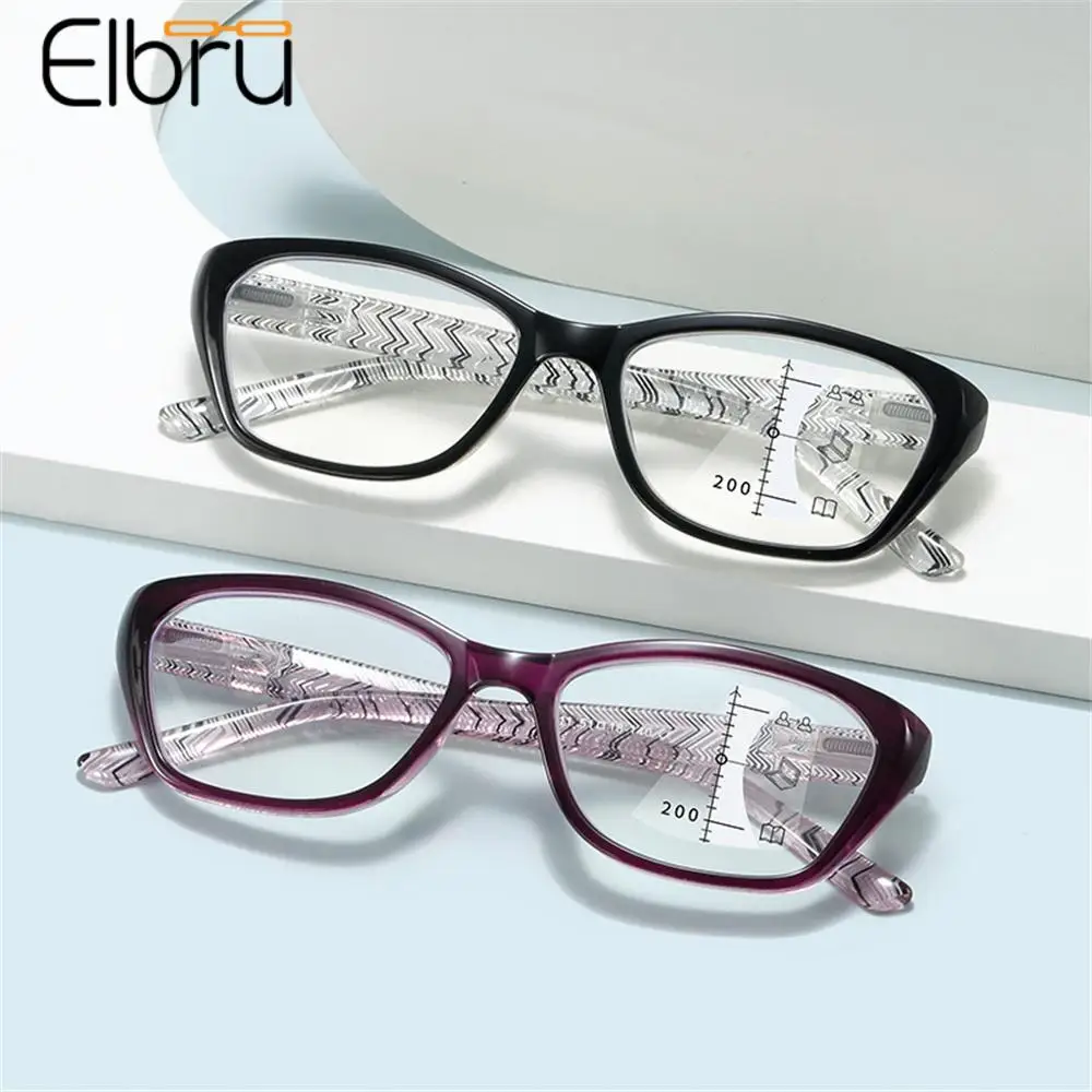 Elbru 0+1+1.5+2+2.5+3+3.5+4 Multifocal Progressive Reading Glasses Women Men Anti Blue Light Far And Near Presbyopic Eyeglasses