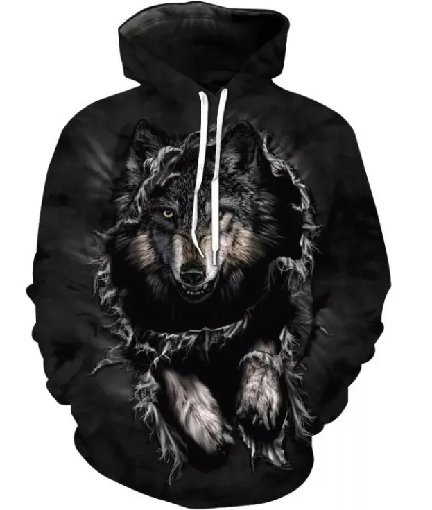 

Men Cool 3D Wolf Graphic Hoodies Personality Women Child Hoodie Casual Blcak Hooded Sweatshirts Pullovers Spring Autumn Clothing