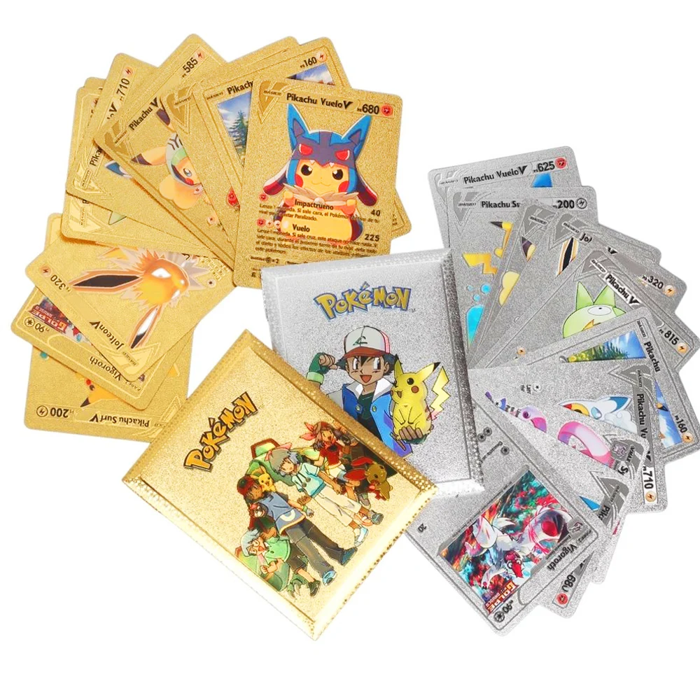 Pokemon Card 10-150pcs Pikachu English Spanish Game Collection Cartas  Pokemon español Vmax GX Metal Pokémon Cards Kids Toy Gift