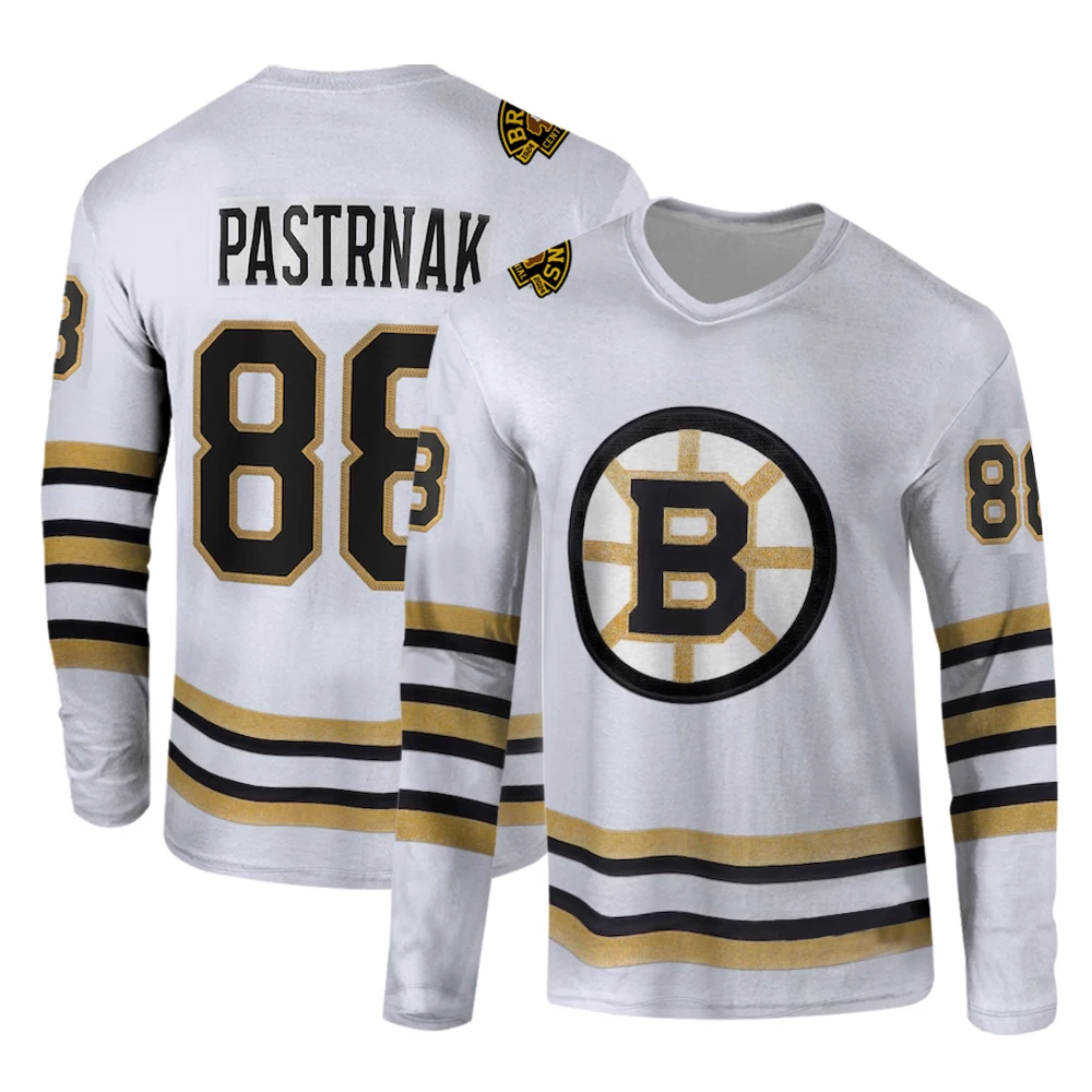 

Bruins Jerseys White 3D Print Men's Quick Drying Breathable T-Shirt Curling Tennis T-Shirt Pro Sports Men's V-Neck Jersey