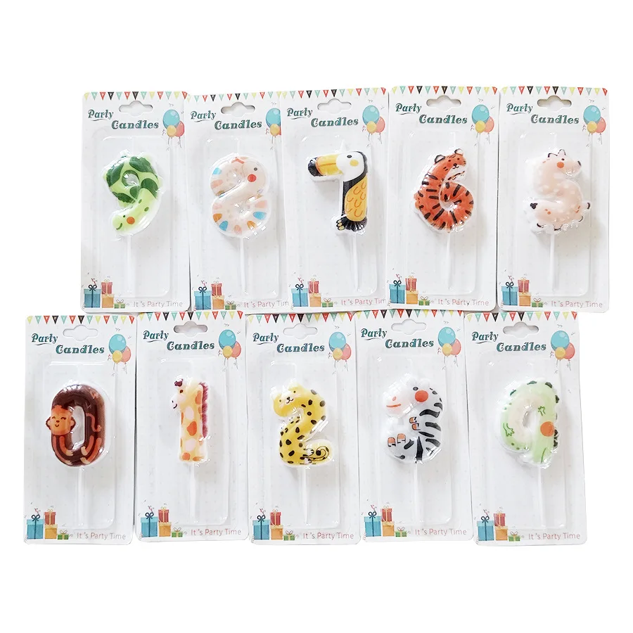Children Cute Party Candle Cartoon Animal Happy Birthday Cake Candle Baby Happy First Birthday Baking Decoration