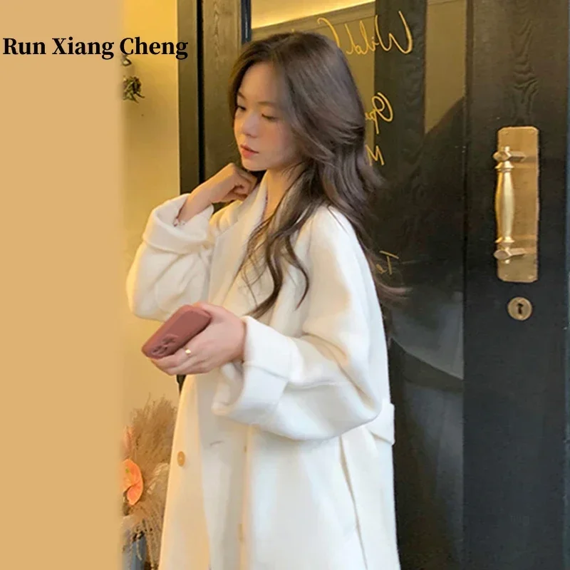 

Winter Coat for Women Runxiangcheng Double-sided Cashmere Coat Female Winter Clothes 2023 New High-grade with Long Woolen Coat