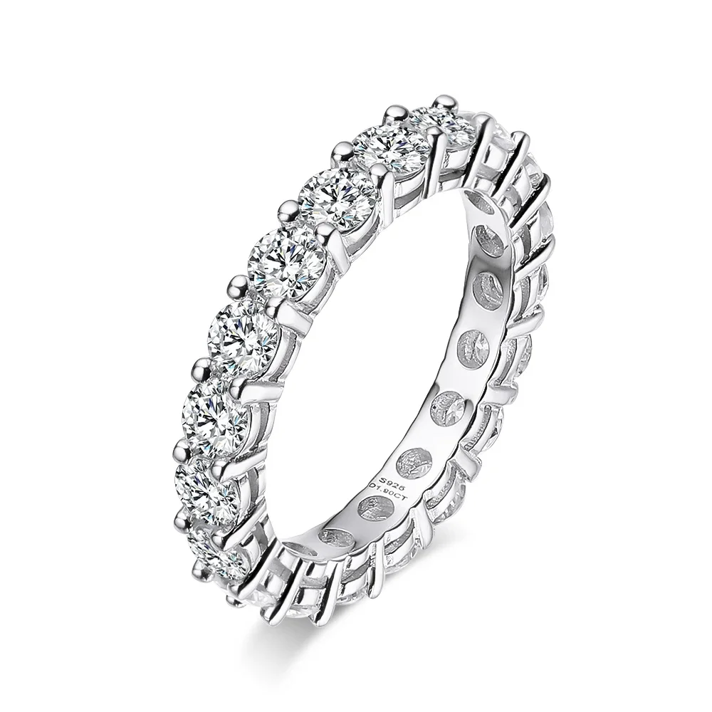 

New models 2.2 Carat 3MM Moissanite ullCircleRow DiamondRing925 Sterling Silver Pass Diamond Test For Women Wedding Fine Jewelry