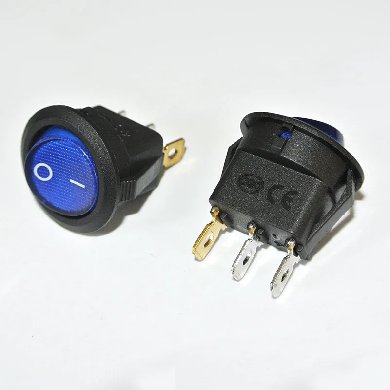 4PCS 3 핀 6.3mm 터미널 12V 24V 220V 범용 LED 조명 자동차 버튼 라이트 푸시 버튼 스위치 ON/OFF 라운드 로커 스위치
