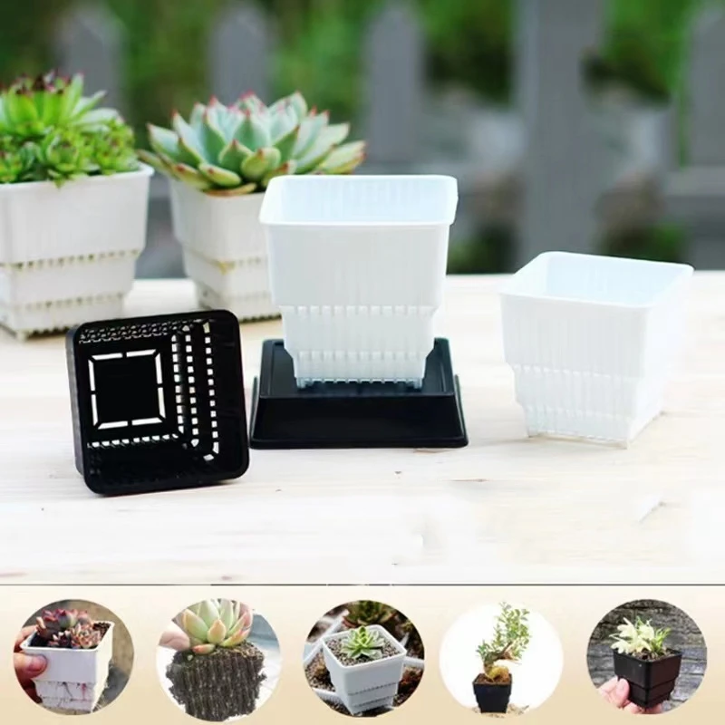 Succulent Planting Kit Breathable Meshpot Succulents Pot Square Flower Pot Nursery Planter Tool Cactus Seedlings Container Plants Box Garden Decor