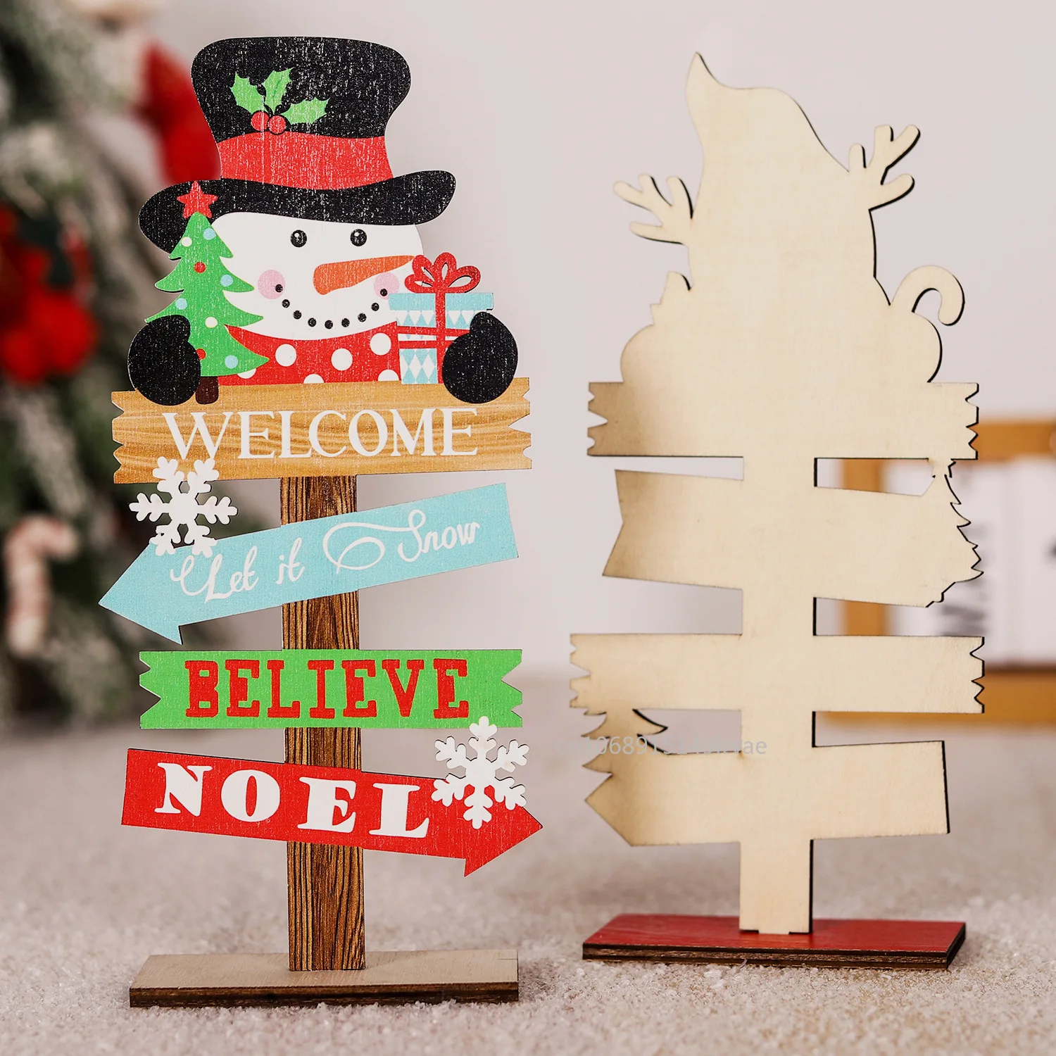 Desktop Christmas Tree Ornaments Santa Claus DIY Decoration Wooden Christmas Signs Plaque Xmas Decor 2026 New Years Party Gifts