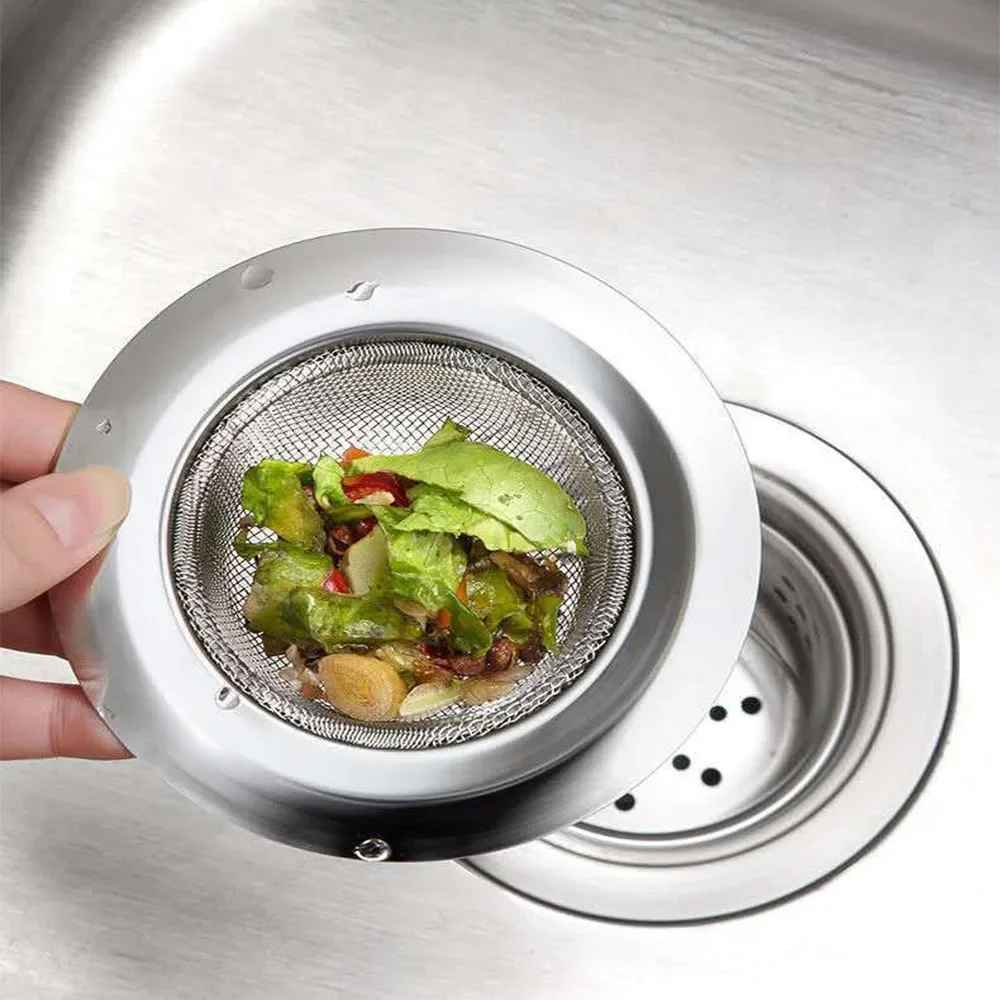 1PC Household Stainless Steel Sink Strainer Metal Filter Bath Drain Waste Screen Kitchen Supplies Bathroom Accessories 5