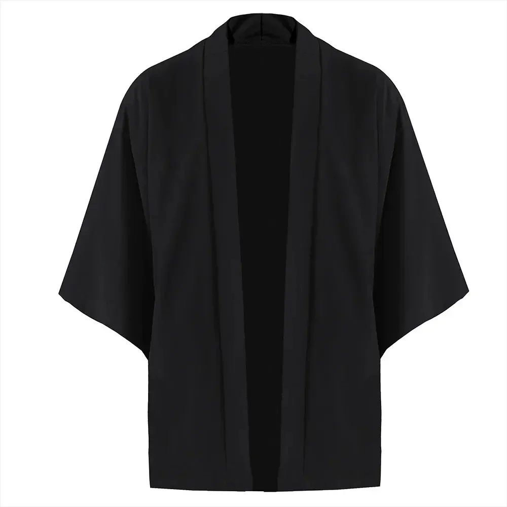 Heren kimono shirt stijl gewaad jas bovenkleding met 3/4 mouwen open