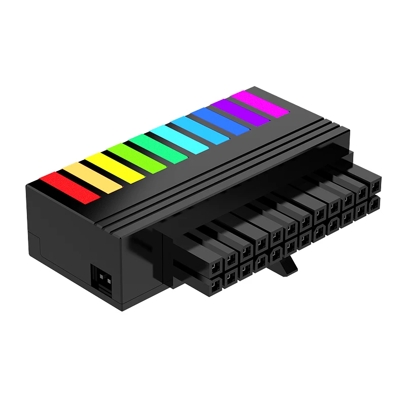 ATX 24Pin 90 Degree Power Plug Adapter 5V 3 Pin ARGB 24Pin To 90° ARGB Power Plug Adapter Aura Sync for Motherboard Desktops PC