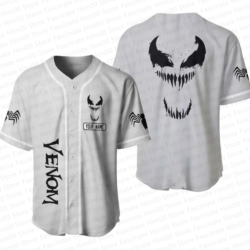 Marvel Venom cool Tshirt Mens summer short-sleeved sports baseball uniform T shirt Pig Man Venom childrens baseball T shirt set 3