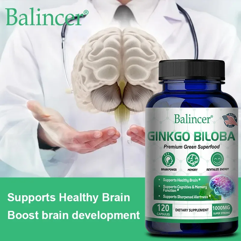 Balincer Memory and Concentration Supplement 1000mg For Clear Thinking Cognition With Ginkgo Biloba Extract Capsules