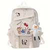 MINISO Large Capacity Hello Kitty Backpack Fashion Kawaii School Bag Waterproof Nylon Fabric for Girl Student 4