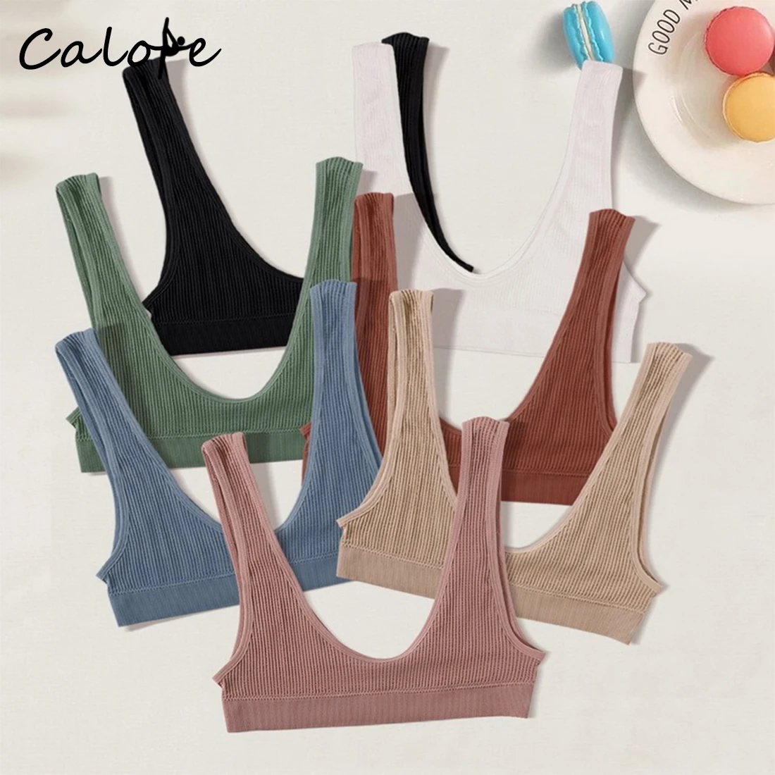 Sexy Seamless Bra Wire Free Brassiere Rib Bralette Women's Plunge