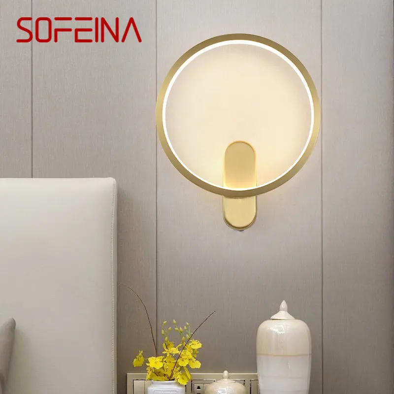 

SOFEINA Contemporary Wall Lamp LED With Induction Brass Creative Gold Sconce Light for Home Living Bedroom Decor