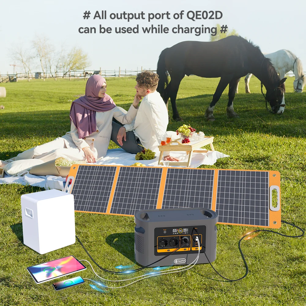 FF Flashfish QE02D Lifepo4 1008Wh Rechargeable Portable Power Station 1200W 315000mAh Solar Generator UPS AC Wireless Battery 6