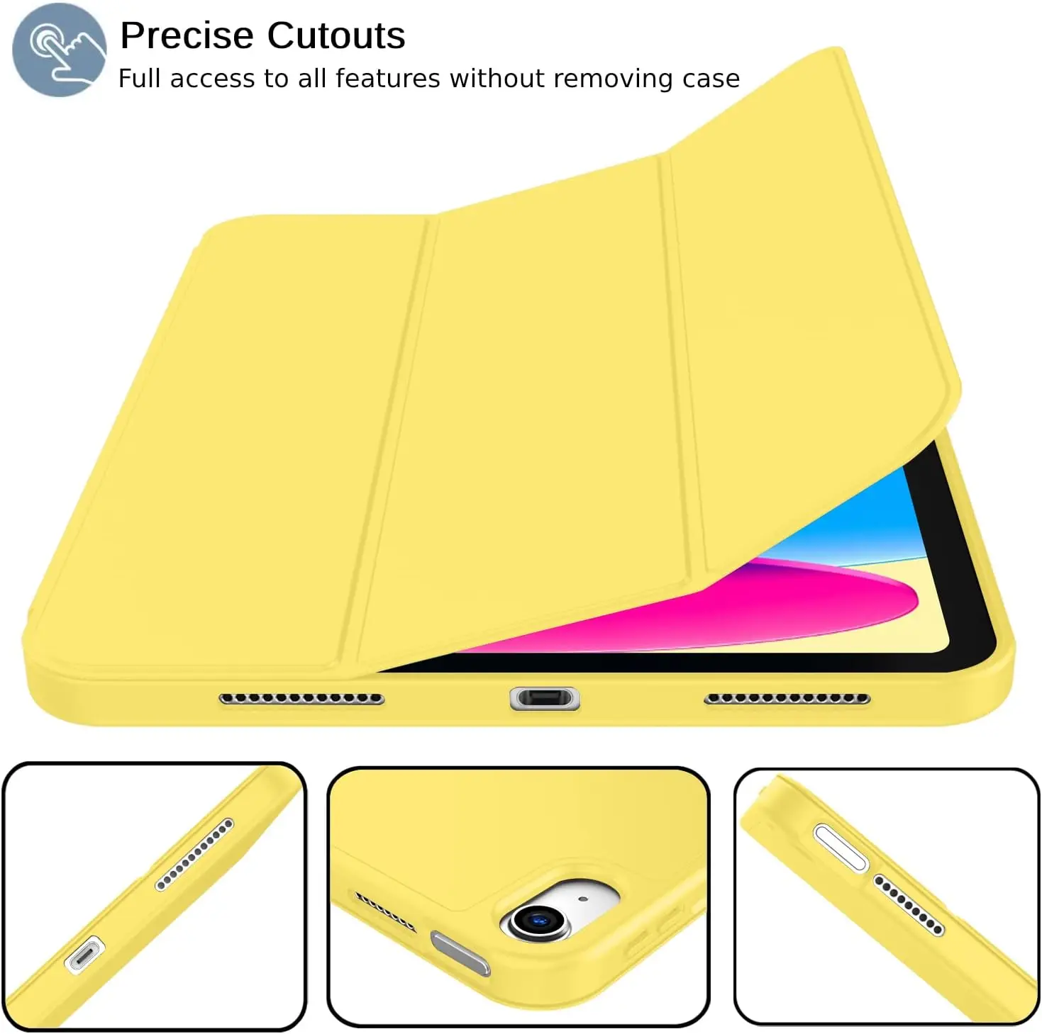 Trifold Stand Smart Cover with Soft TPU Back and Auto Wake/Sleep Feature