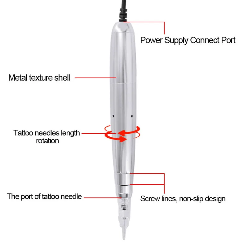 タトゥーマシンプロフェッショナルシルバーアルミニウムスイスモーター