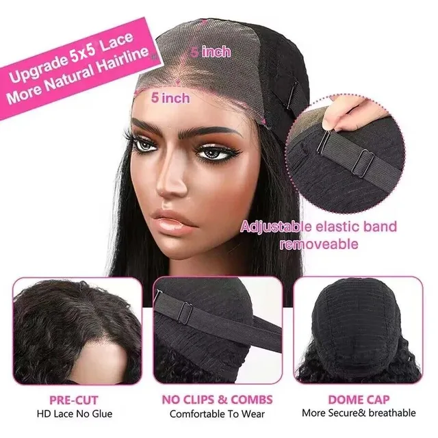 Wear And Go 5x5 9x6 Straight Glueless Wig Human Hair Ready To Wear Brazilian Lace Front Closure Wigs For Black Women Preplucked 6