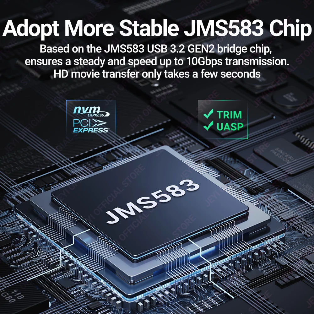 Jeyi-gabinete Nvme com Controle por Toque Usb 3.2 Gen2 10gbps Capa Ssd Pcie Proteção contra Escrita e Leitura Uasp Trim 2230 M.2 Suporte - Imagem 4
