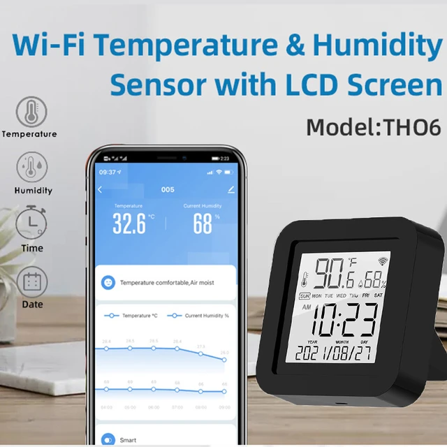 Tuya Smart WIFI Temperature And Humidity Sensor Indoor Hygrometer  Thermometer With LCD Display Support Alexa Google Assistant - AliExpress